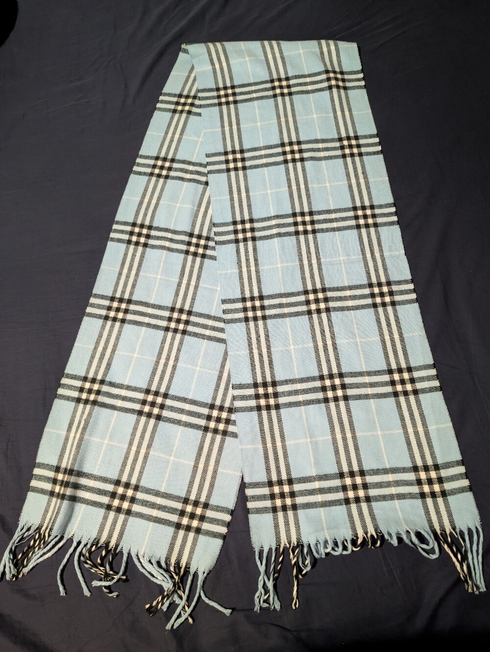 Burberry Light Blue Plaid Scarf